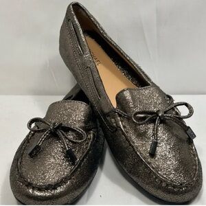 Michael Kors Women's Shimmering gold Black slip on metallic  Loafers size 7